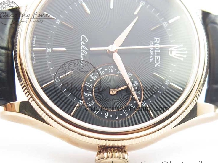 Markers Edition on Date BP Real Stick Cellini Black SA3165 RG 50519 Best Black Maker Dial Strap Leather 0725